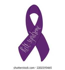 Rett Syndrome Awareness Month October handwritten lettering and purple support ribbon. Web banner vector template art