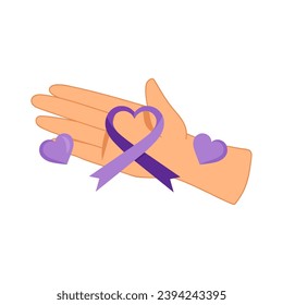 rett syndrome ribbon heart on hand vector isolated