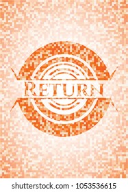 Return abstract emblem, orange mosaic background