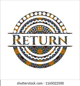 Return arabic badge. Arabesque decoration.