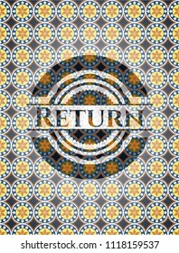 Return arabic badge background. Arabesque decoration.