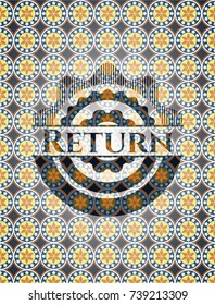Return arabic style badge. Arabesque decoration.