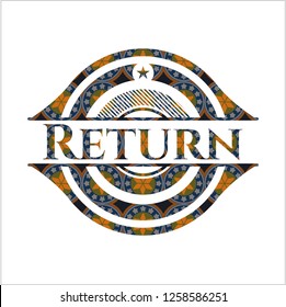 Return arabic style emblem. Arabesque decoration.