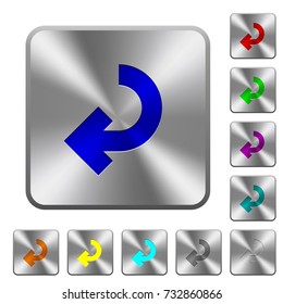 Return arrow engraved icons on rounded square glossy steel buttons