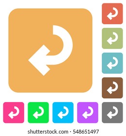Return arrow icons on rounded square vivid color backgrounds.