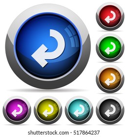 Return arrow icons in round glossy buttons with steel frames