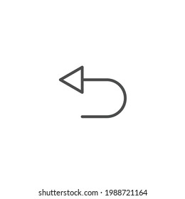 Return arrow line icon. Simple outline style. Back button, previous, turn, undo concept. Vector symbol illustration isolated on white background. Thin stroke EPS 10.