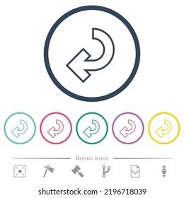 Devuelve los iconos de color plano del contorno de flecha en contornos redondos. 6 iconos de bonificación incluidos.