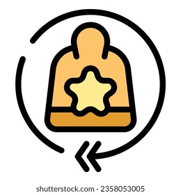 Return bag shop icon outline vector. Delivery purchase. Service shipment color flat