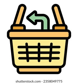 Return basket icon outline vector. Service delivery. Product delivery color flat