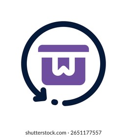 ícone de dois tons da caixa de retorno. Ícone vetorial moderno e elegante para sites, aplicativos móveis, materiais de marketing e design corporativo. Totalmente dimensionável e pronto para uso.
