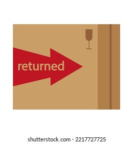 Return box in flat style. Deliver goods. Vector illustration. stock image. 