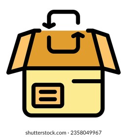 Return box icon outline vector. Delivery store. Parcel order color flat