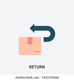 Return box icon. Vector illustration in modern flat style. Design elements for mobile and web applications.