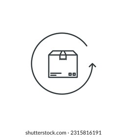 Devolución, caja, compra, envío, entrega, tienda, icono de compra, ilustración vectorial