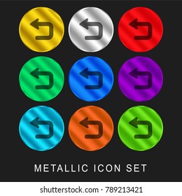 Return Button 9 Color Metallic Chromium Icon Or Logo Set Including Gold And Silver