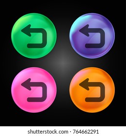 Return Button Crystal Ball Design Icon In Green - Blue - Pink And Orange.