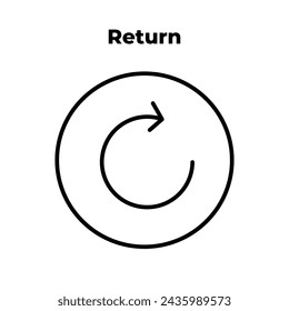 Regreso. Ilustración de icono de vector de línea delgada de protección del comprador. Flecha redonda, concepto de devolución de dinero. Signo de símbolo aislado plano de moda para: elemento, logotipo, aplicación, diseño, web, dev, ui, ux, gui. EPS 10.