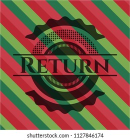 Return christmas colors emblem.