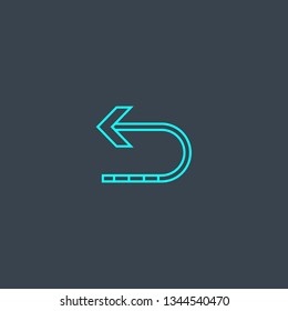 return concept blue line icon. Simple thin element on dark background. return concept outline symbol design. Can be used for web and mobile UI/UX