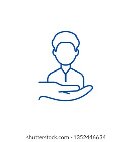 Return customers line icon concept. Return customers flat  vector symbol, sign, outline illustration.