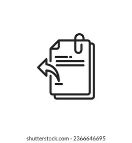 Return document, reply outline icon. Vector illustration. Isolated icon is suitable for web, infographics, interfaces, and apps.
