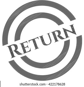 Return emblem with pencil effect