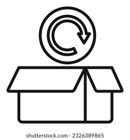 Return empty box icon outline vector. Parcel product. Secure store