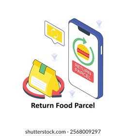 Return Food Parcel isometric Colored illustration. EPS File stock illustration