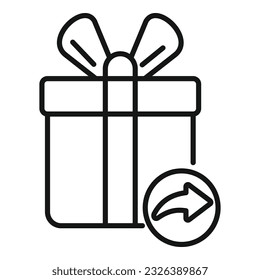 Return gift box icon outline vector. Product delivery. Store retail