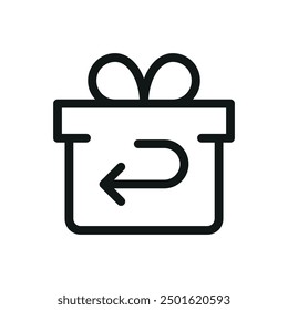 Return gift box isolated icon, gift return policy vector symbol with editable stroke