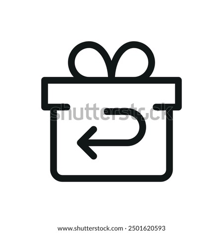 Return gift box isolated icon, gift return policy vector symbol with editable stroke