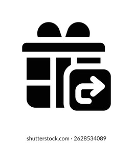 return gift glyph icon. Strong and solid vector icon for websites, mobile interfaces, presentations, and visual branding. High quality and easy to edit.