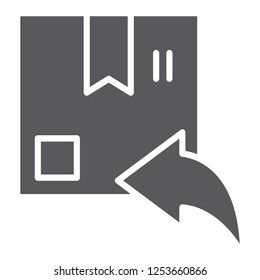 Return glyph icon, parcel and delivery, package sign, vector graphics, a solid pattern on a white background, eps 10.