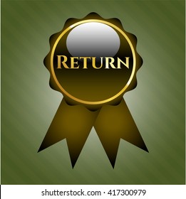 Return gold emblem or badge