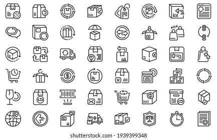 Return of goods icon. Outline return of goods vector icon for web design isolated on white background