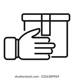 Vector de contorno de icono de devolución de mercancías. Entrega de paquetes. Servicio de compras