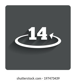 Return of goods within 14 days sign icon. Warranty exchange symbol. Gray flat button with shadow. Modern UI website navigation. Vector