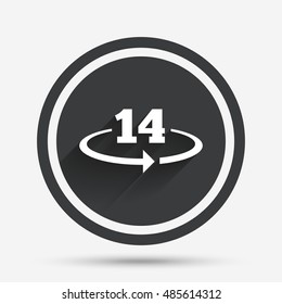 Return of goods within 14 days sign icon. Warranty exchange symbol. Circle flat button with shadow and border. Vector