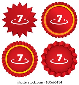 Return of goods within 7 days sign icon. Warranty exchange symbol. Red stars stickers. Certificate emblem labels. Vector
