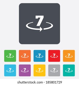Return of goods within 7 days sign icon. Warranty exchange symbol. Rounded squares 11 buttons. Vector