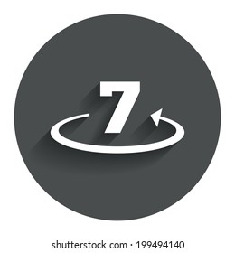 Return of goods within 7 days sign icon. Warranty exchange symbol. Circle flat button with shadow. Modern UI website navigation. Vector