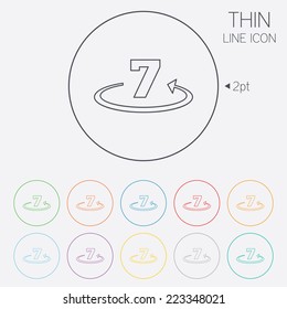 Return of goods within 7 days sign icon. Warranty exchange symbol. Thin line circle web icons with outline. Vector
