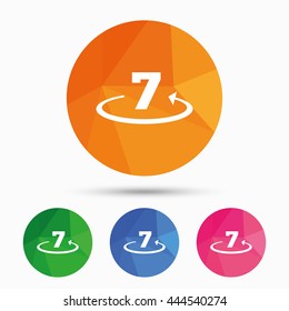 Return of goods within 7 days sign icon. Warranty exchange symbol. Triangular low poly button with flat icon. Vector