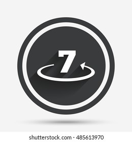 Return of goods within 7 days sign icon. Warranty exchange symbol. Circle flat button with shadow and border. Vector