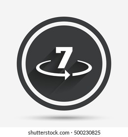 Return of goods within 7 days sign icon. Warranty exchange symbol. Circle flat button with shadow and border. Vector