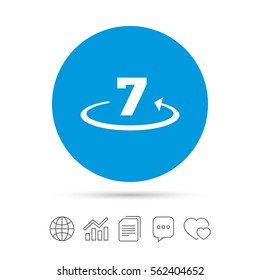 Return of goods within 7 days sign icon. Warranty exchange symbol. Copy files, chat speech bubble and chart web icons. Vector