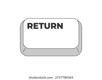 Return grayscale computer keyboard key. Formatting. Line break insertion. Form submission. Minimal rounded keycap. Keystroke button isolated. Vector line illustration. PC navigation. Input interface