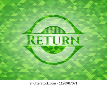 Return green emblem. Mosaic background