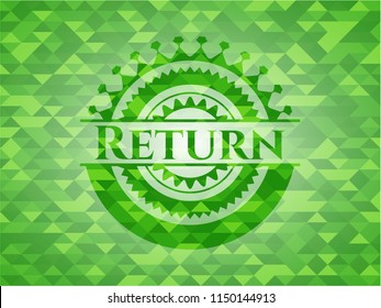 Return green emblem with mosaic background